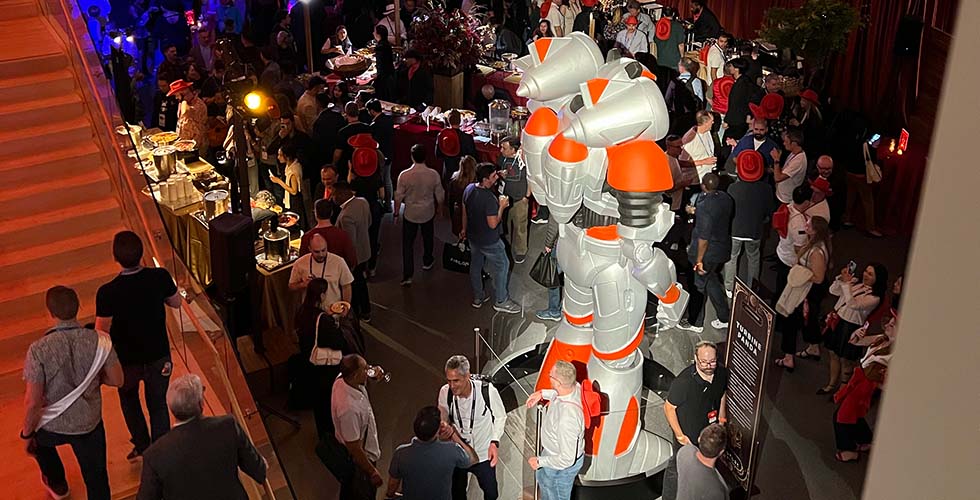 crowd gathers at immersive event